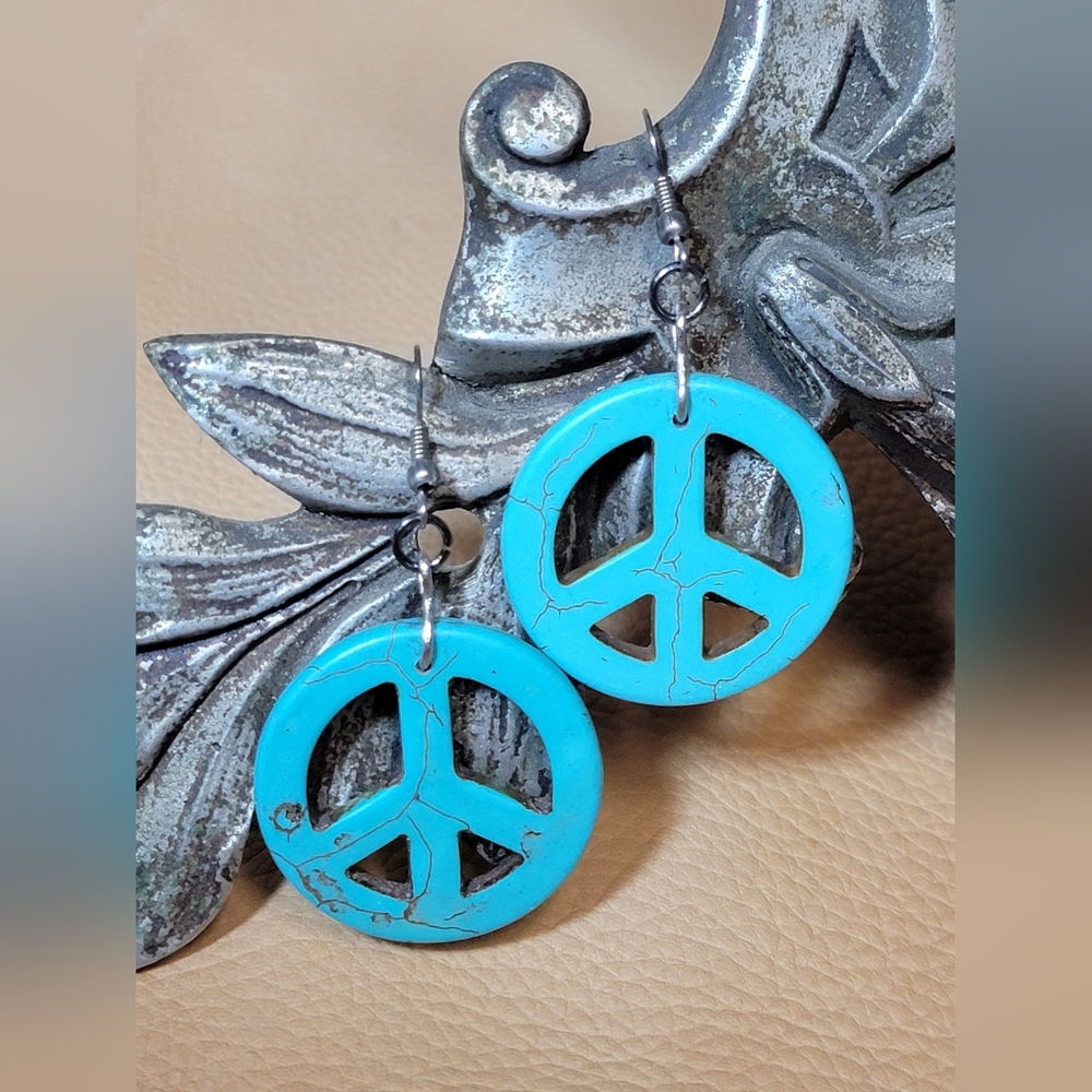 Turquoise Peace Sign Earrings